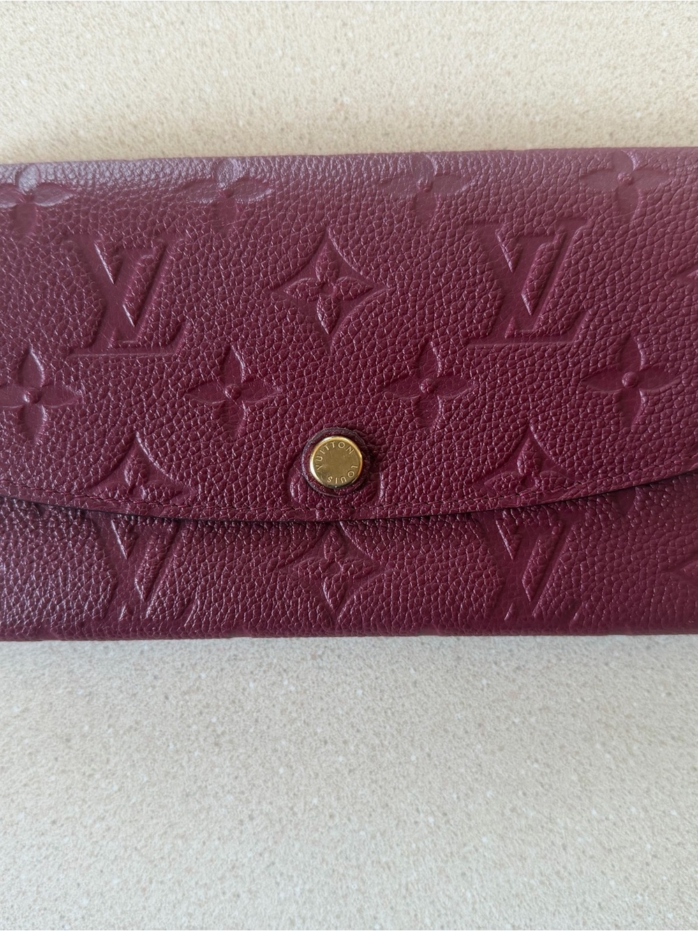 Louis Vuitton Monogram Embossed Wallet in Deep Burgundy